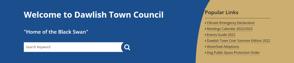 Climate Emergency Declaration link at top of Dawlish Town Council home page