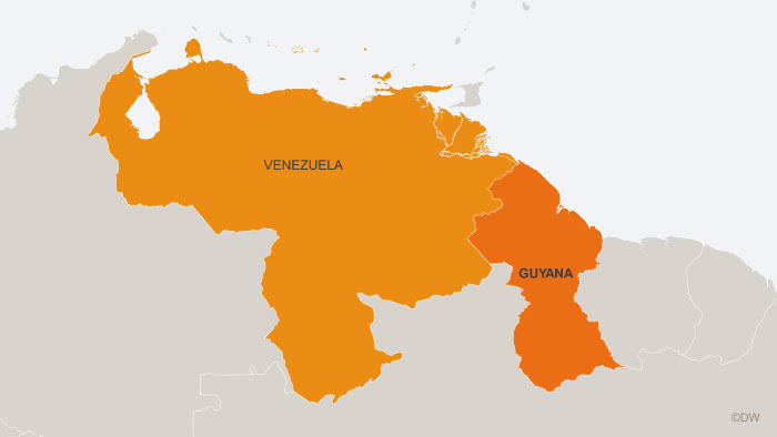 A map of Venezuela and neighboring Guyana