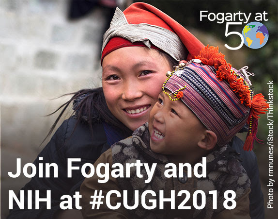 Join Fogarty and NIH at #CUGH2018, mother and child in background