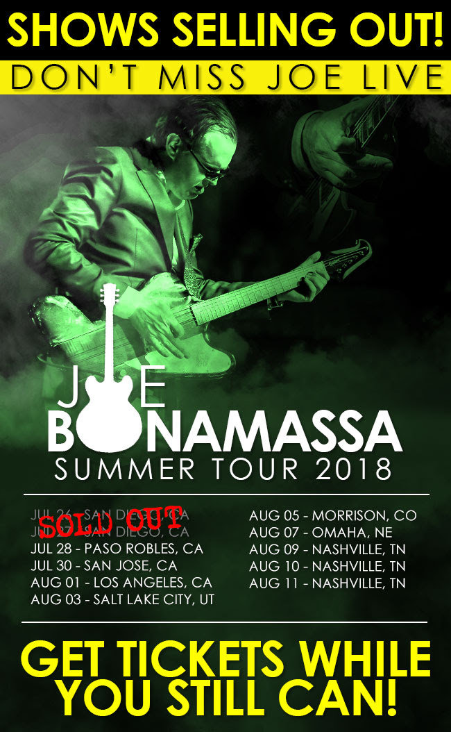 Joe Bonamassa, on tour this Summer - Get Tickets Now!