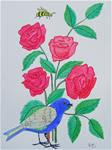 Roses and blue bird - Posted on Wednesday, March 25, 2015 by Ketki Fadnis