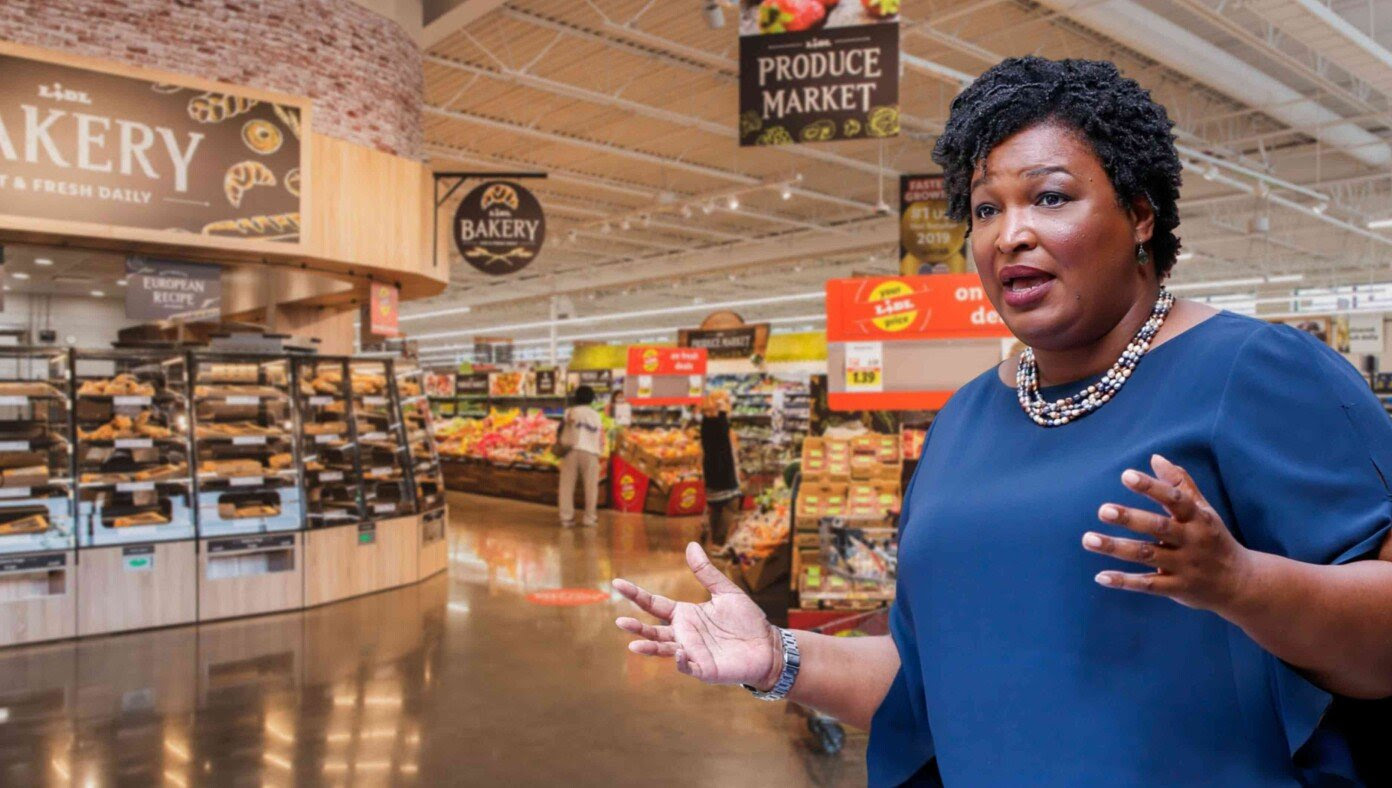 Stacey Abrams Spotted At The Grocery Store Reminding Parents This Would All Be Cheaper If They Aborted Their Kids