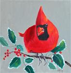 Holly, Cardinal Bird Oil Painting - Posted on Monday, February 16, 2015 by Linda McCoy