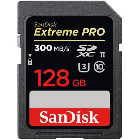 SanDisk 128GB Extreme PRO SDXC Memory Card, UHS-II Class 10 U3, Up to 300MB/s Read