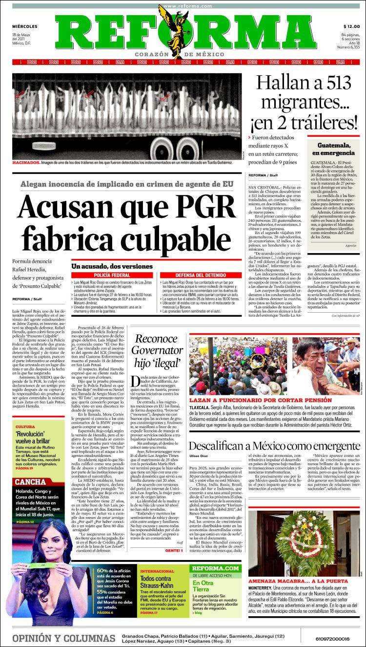 Portada de Reforma (México)