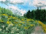 Yellow Flower Field Palette Knife Oil Painting - County Clare, Ireland - by Northern California Arti - Posted on Saturday, March 28, 2015 by Mark Webster