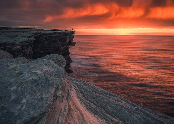 Photo of cliff coast, Dark Sky, dawn