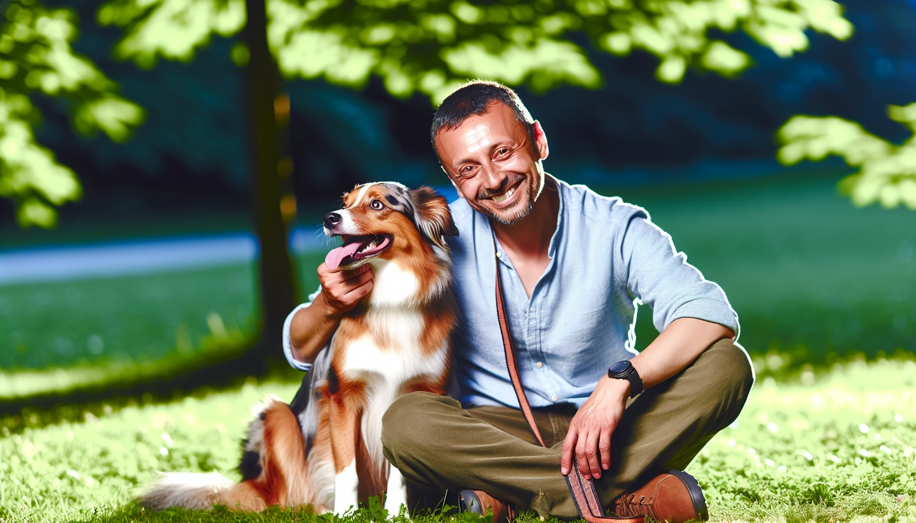 Photo of a happy dog with its owner after spirit dog training