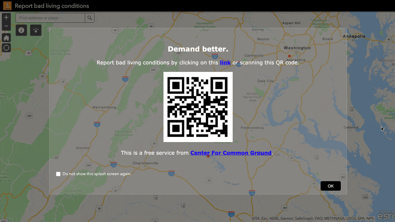 Realtime dashboard shows reports of bad housing conditions