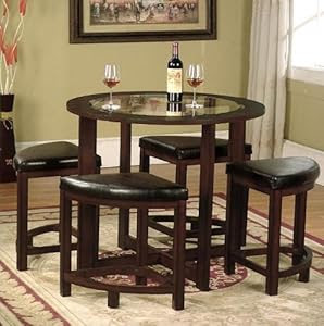  Roundhill Furniture Cylina Solid Wood Glass Top Round Dining Table price