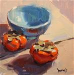 Persimmons and Blue Bowl - Posted on Thursday, November 13, 2014 by Cathleen Rehfeld