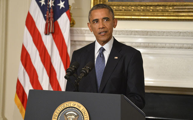 El presidente de EEUU, Barack Obama, durante su intervención en la que anunció la autorización a los bombardeos en Irak.
