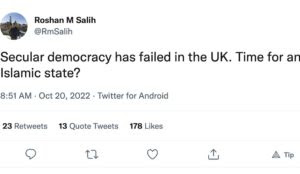 UK: Editor of Muslim news site says ‘Secular democracy has failed in the UK. Time for an Islamic state?’