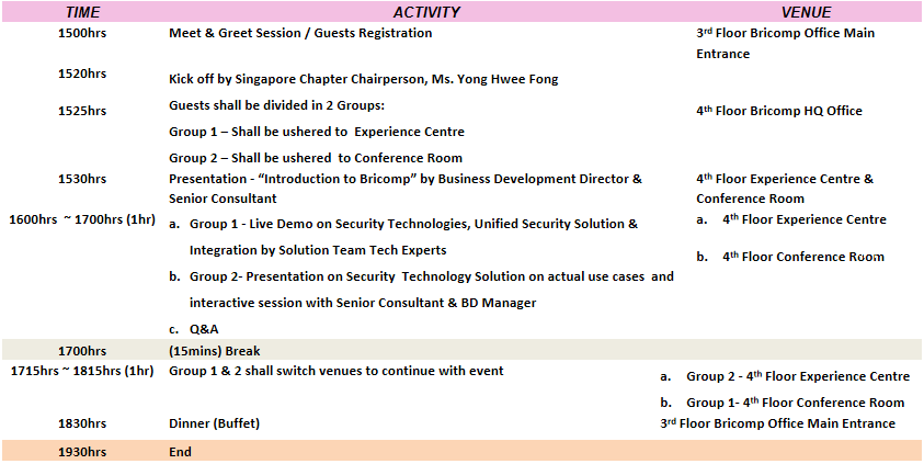 [Final Reminder] ASIS Singapore Q3 Field Visit – Bricomp Experience Centre