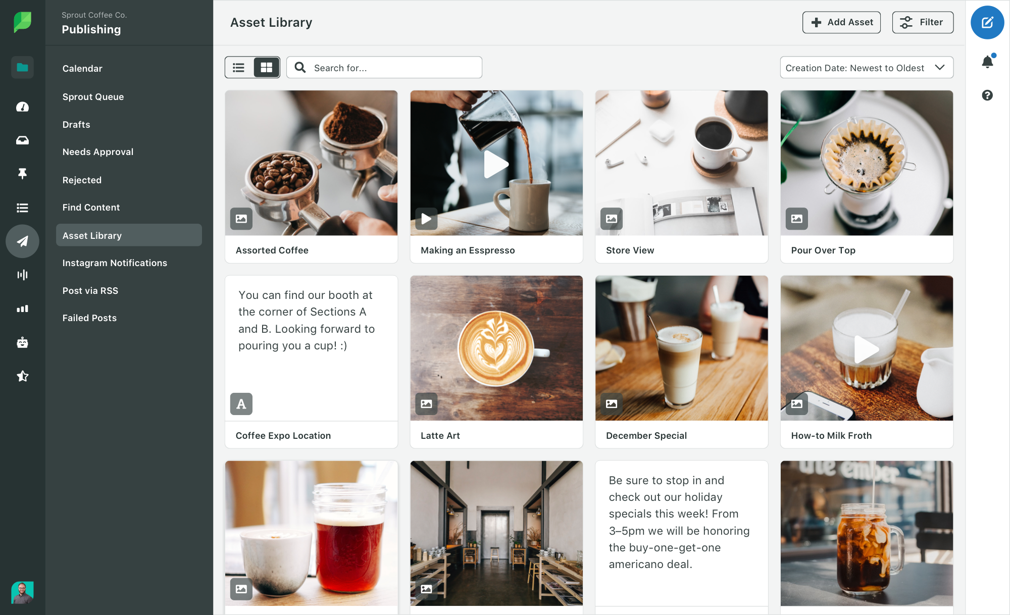 Sprout asset library feature