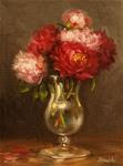 Peonies in  Glass,  Oil on 6"x8" Linen Panel - Posted on Wednesday, December 10, 2014 by Carolina Elizabeth