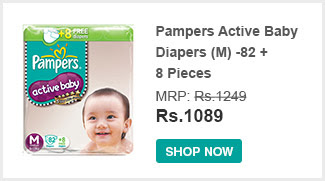 Pampers Active Baby Diapers (M) -82   8 Pieces