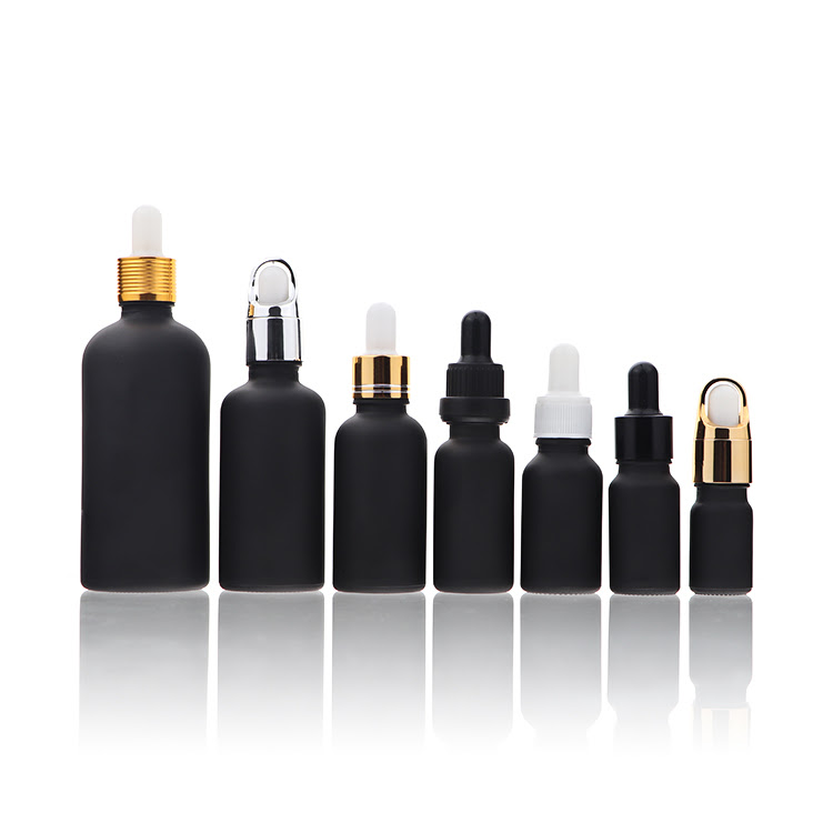 15ml matte black essential oil bottles dropper round empty glass bottle