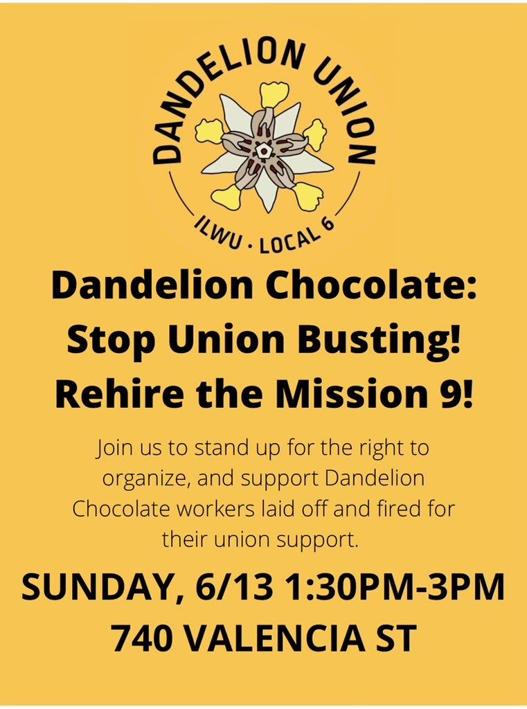 Support Laid-off Dandelion Union Workers @ 740 Valencia Street