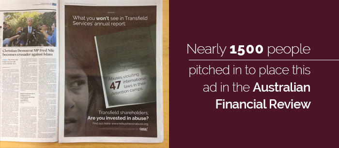Advertisement in the Australian Financial Review