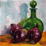 Green bottle with onions - Posted on Wednesday, January 7, 2015 by Peter J Sandford