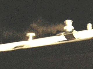 Fumes passing from furnace exhaust to breathing air intake