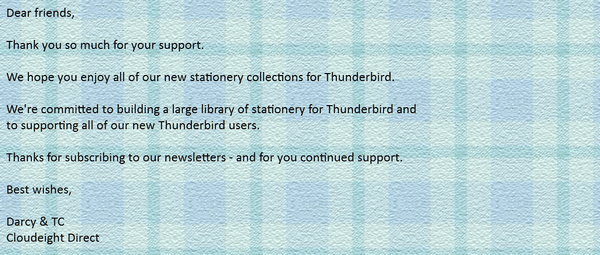 Cloudeight Stationery for Thunderbird - Just Plaids