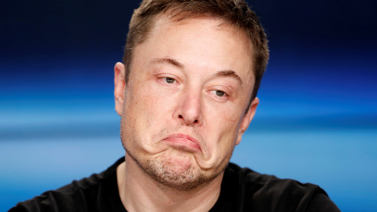 Elon Musk, looking very, very sad