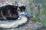 3147 - Cat on a Rock - Pal Portrait with Linen Mat - Posted on Monday, March 9, 2015 by Sea Dean