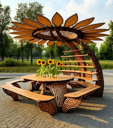 Sunflower-Picinic-Table-with-Shade