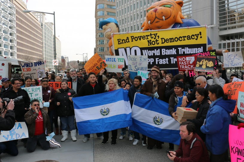 El Salvador rally in front of the World Bank in Washington, DC