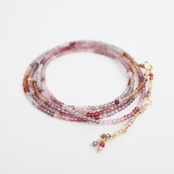 Multicolored Spinel Wrap Bracelet &amp; Necklace with 18k Hex Bead