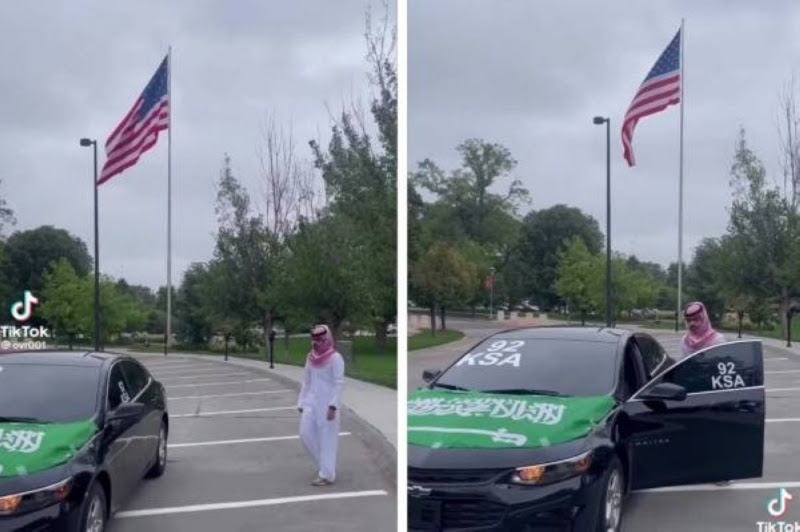 شاهد مبتعث سعودي يوثق لحظة احتفاله باليوم الوطني للمملكة من إحدى ولايات أمريكا
