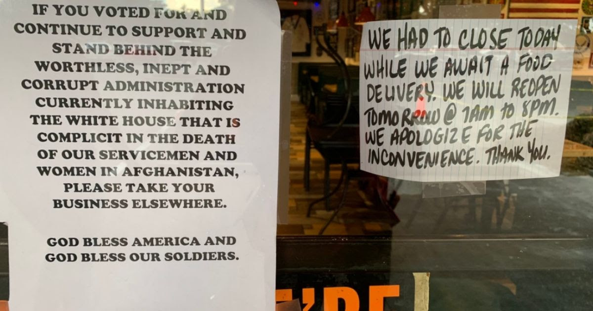 Diner Owner Who Refused Service to Biden Supporters Forced to Close Early in Popularity After Customers Flood Eatery