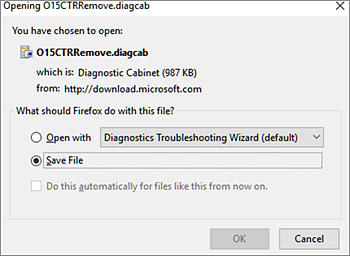 Save O15CTRRemove.diagcab file in Firefox