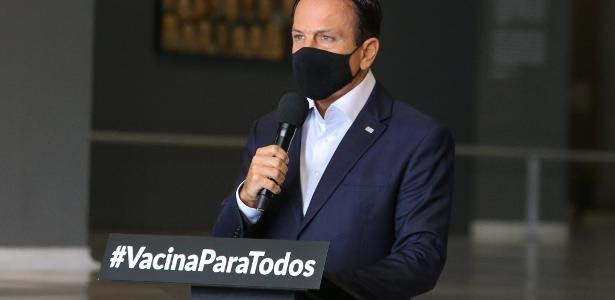 Governador de São Paulo, João Doria (PSDB), durante entrevista coletiva sobre a pandemia de covid-19 no Palácio dos Bandeirantes Governador de São Paulo, João Doria (PSDB), durante entrevista coletiva sobre a pandemia de covid-19 no Palácio dos Bandeirantes