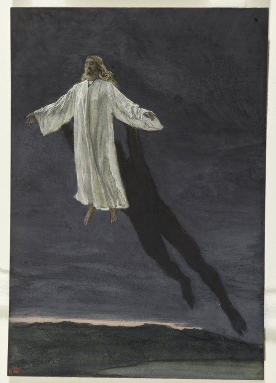 Jesus transported by a spirit to a high mountain
