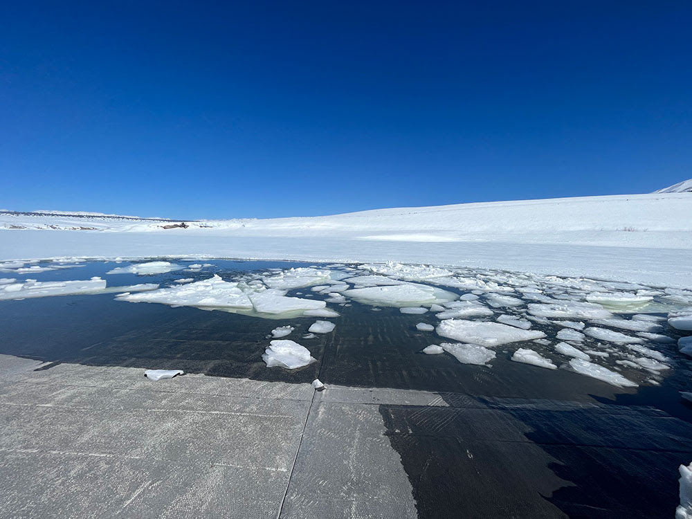 Crowley Lake, covered in snow,  April 11