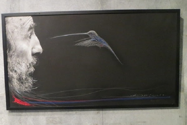 Cuadro Susurro  (colibrí) entre poetas, Roberto Chile-Ernesto Rancaño 2010