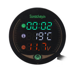 9-24V 3in1 LED Time Temperature Voltage Meter