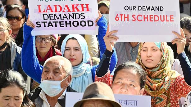 Students from Leh, Ladakh stage a protest at Jantar Mantar in New Delhi over various demands including a separate statehood for Ladakh and  inclusion of the Union Territory in the Sixth Schedule of the Constitution.