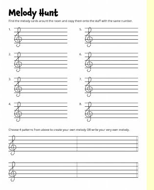 Melody hunt worksheet