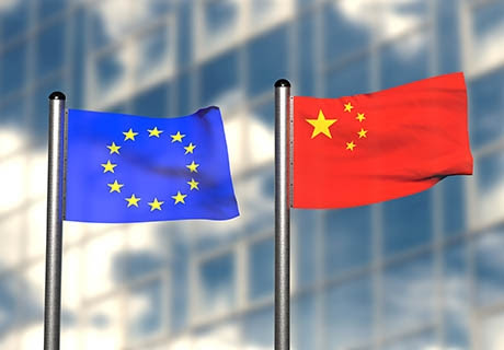 File image of the EU and China's flags/savetibet.org
