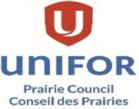 Unifor Logo that has a sheild with a U on it and underneath it says Unifor Prairie Council Conseil des Prairies