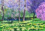 ORIGINAL PAINTING OF SPRING TREES AND DAFFODILS AT A POND - Posted on Friday, February 20, 2015 by Sue Furrow