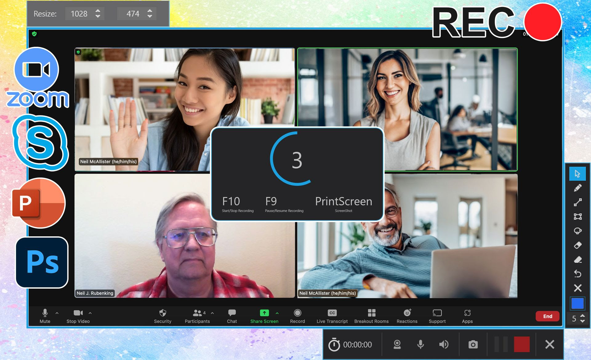 SoftOrbits Screen Recorder for Zoom Skype Presentation video content