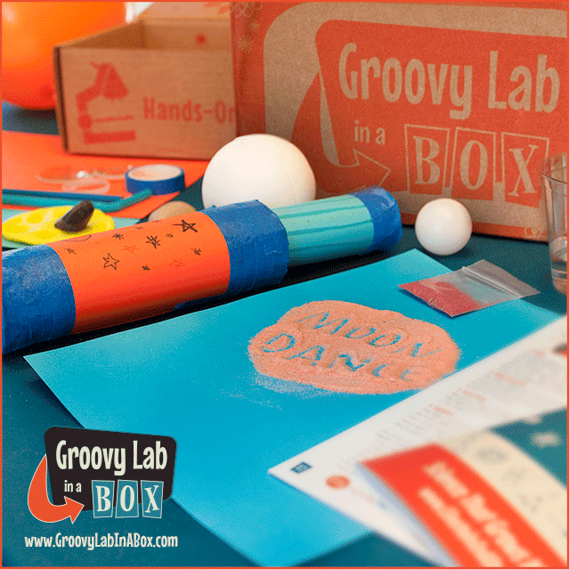 Moon Dance Groovy Lab in a Box, a STEM kit for kids delived to your door. Get your Goovy Lab in a Box Coupon Codes for this box. Limited time offer