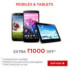 Only Today: Get Extra Savings on snapdeal,Rs.1000 off on mobiles, Rs.2500 on laptops & more