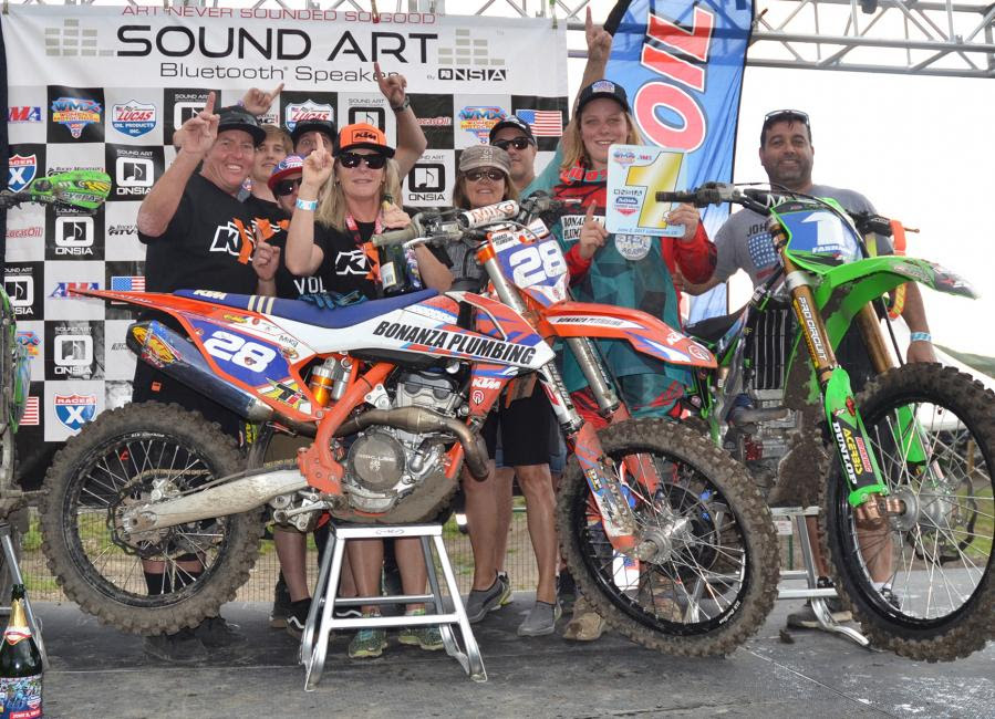 Mackenzie's family came from Australia for a visit and ended up on the podium to help celebrate her first overall victory.