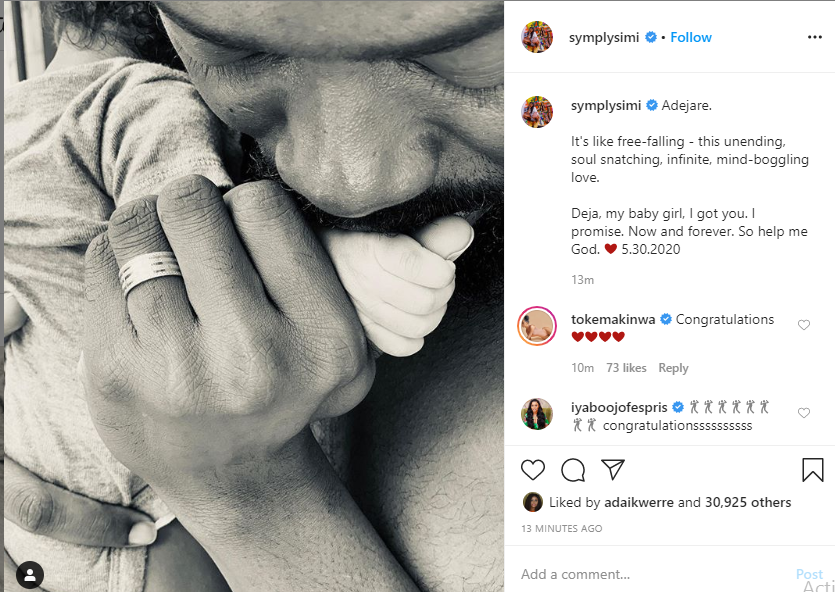 Simi welcomes a baby girl with her husband, Adekunle Gold 